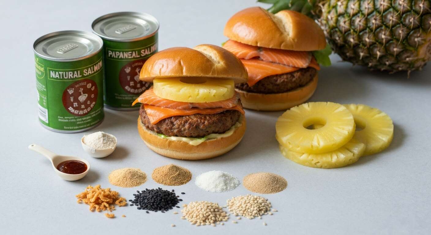 Burger hawaïen au saumon et ananas : recette exotique