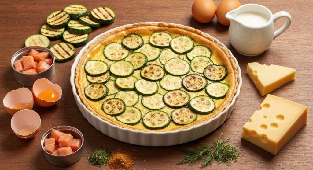 Tarte courgette et saumon : recette savoureuse