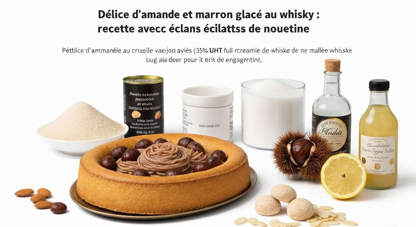 Délice d'amande et marron glacé au whisky : recette avec éclats de nougatine