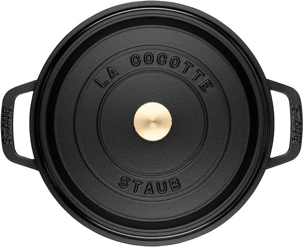 STAUB Cocotte en Fonte Émaillée avec Couvercle, Tous feux dont induction, 7 à 8 personnes, Ronde, 30 cm, 8,34 L, 8,9 kg, Noir Mat