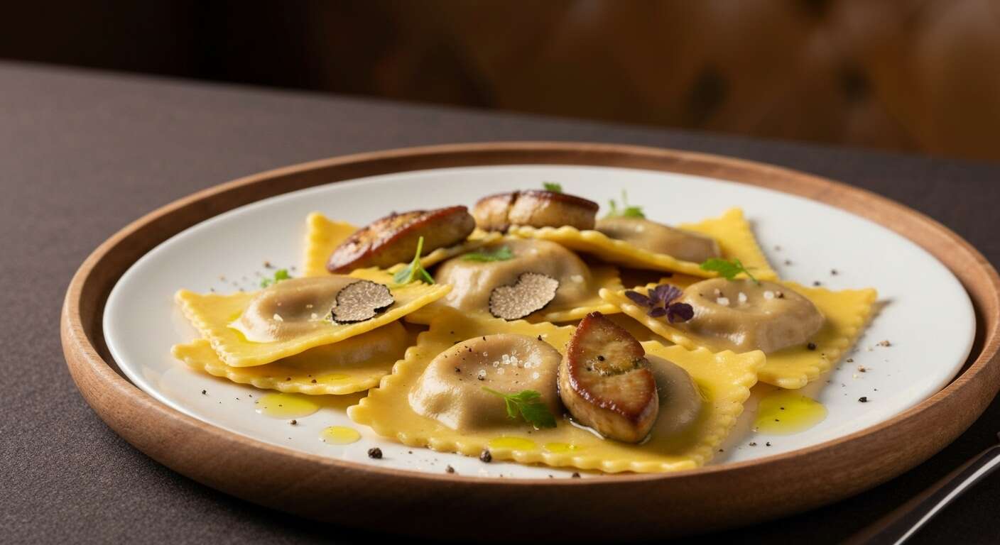 Ravioles de foie gras : recette gourmande à l'huile de truffe blanche