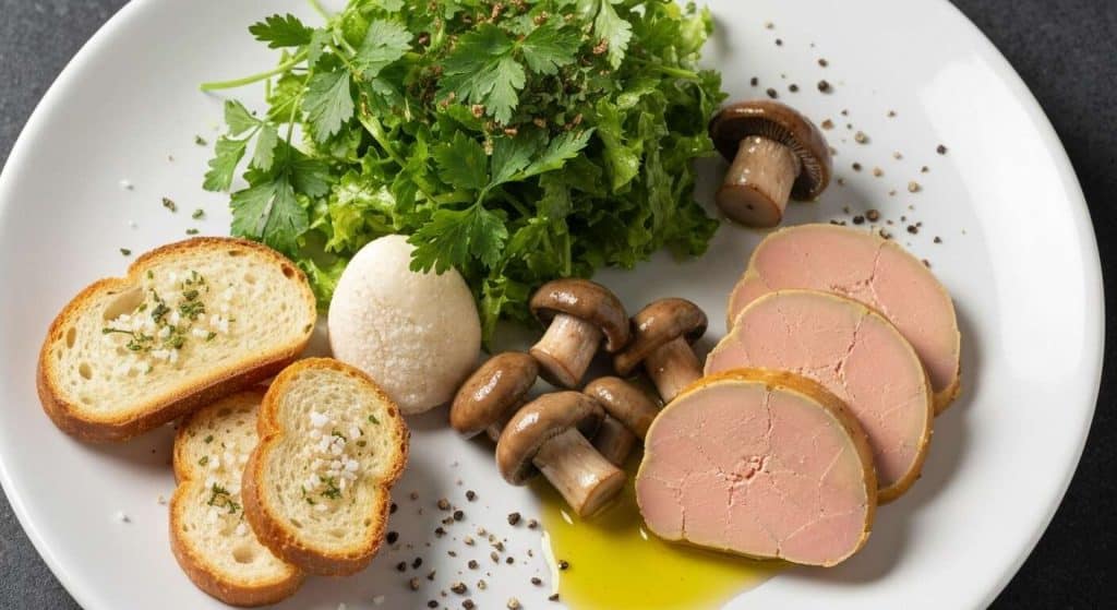 Recette de copeaux de foie gras, cèpes marinés et salade de cerfeuil