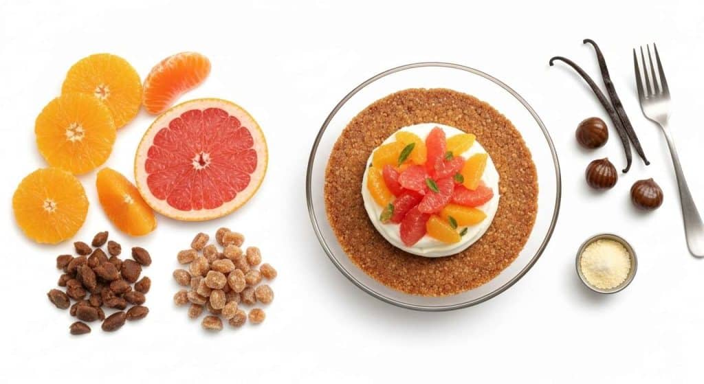 Salade d'Agrumes Vanillée et Crumble aux Marrons Glacés