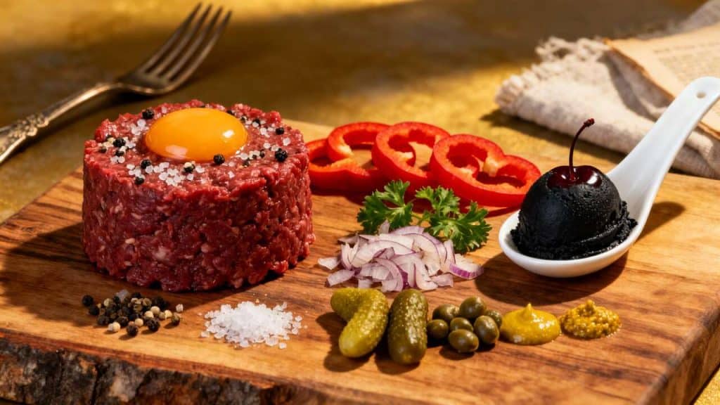 Recette Tartare de Boeuf Aller-Retour : saveurs Piquillos et Glace Cerise