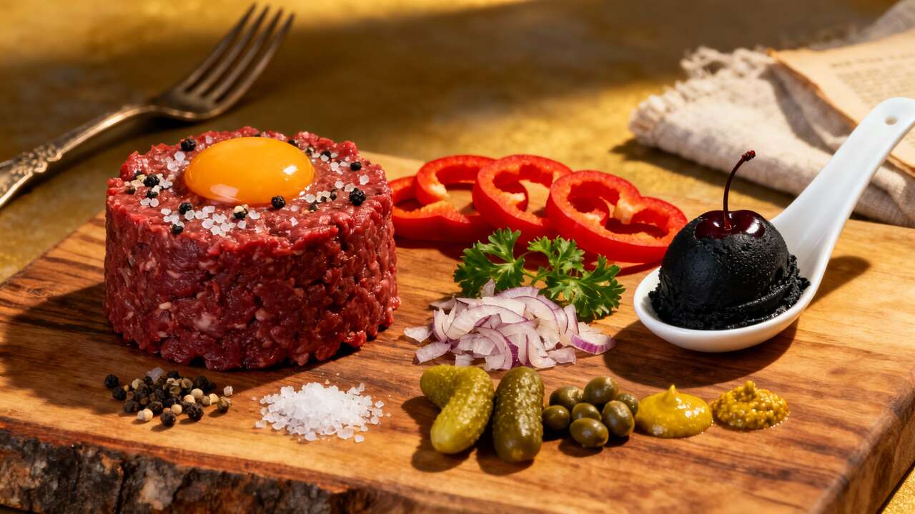Recette Tartare de Boeuf Aller-Retour : saveurs Piquillos et Glace Cerise