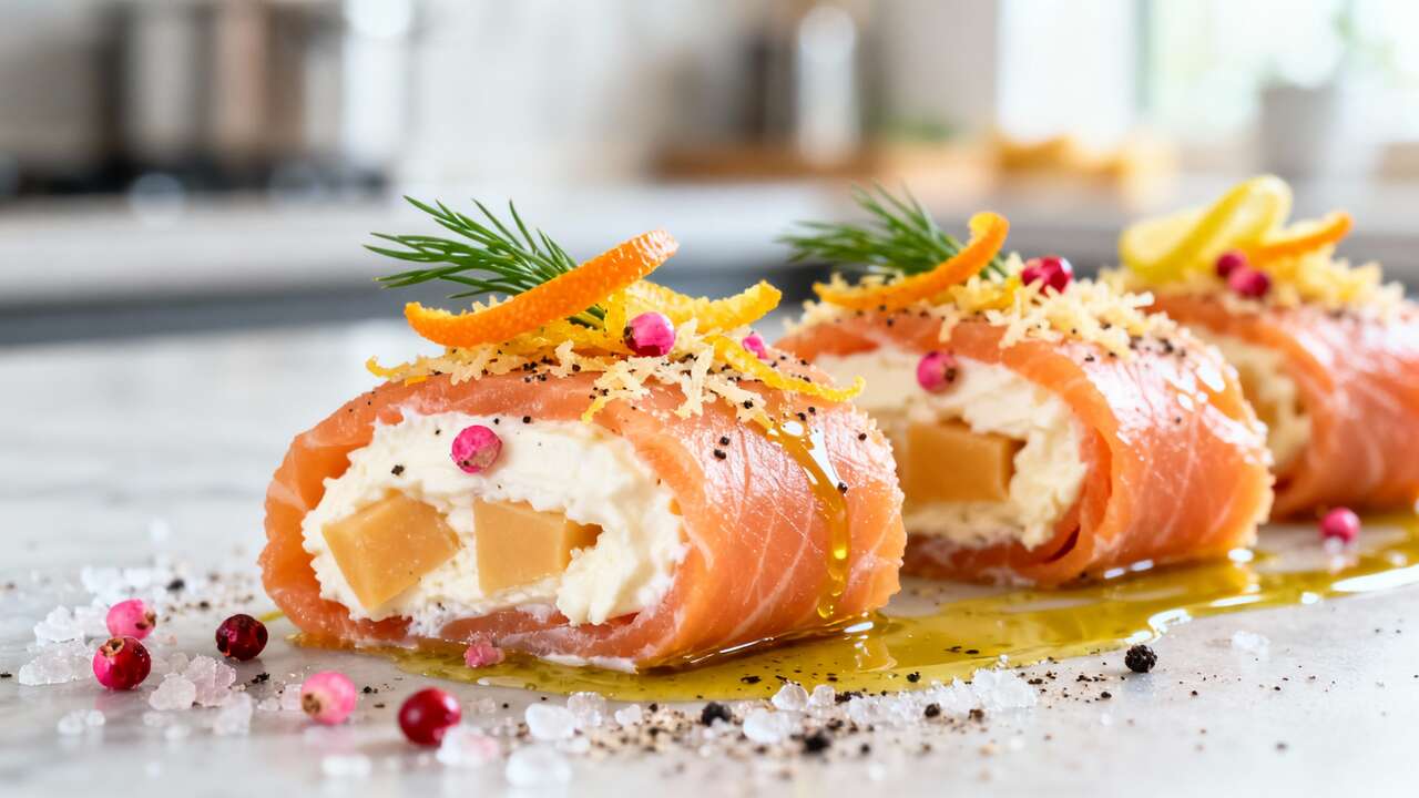 Petits roulés de saumon fumé, mimolette vieille et agrumes : une recette gourmande
