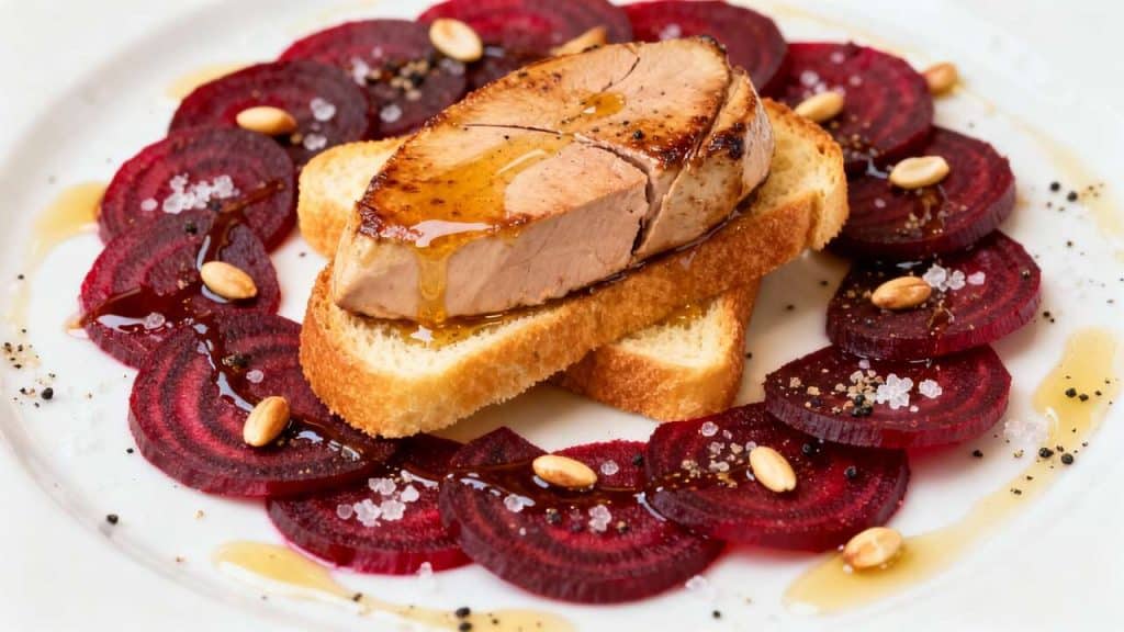 Foie gras poêlé et pain d'épice : salade de betterave parfaite
