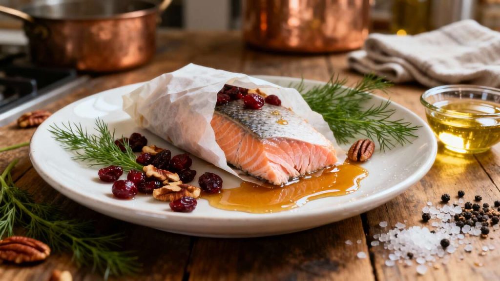 Papillote de saumon à la canneberge : recette savoureuse et originale