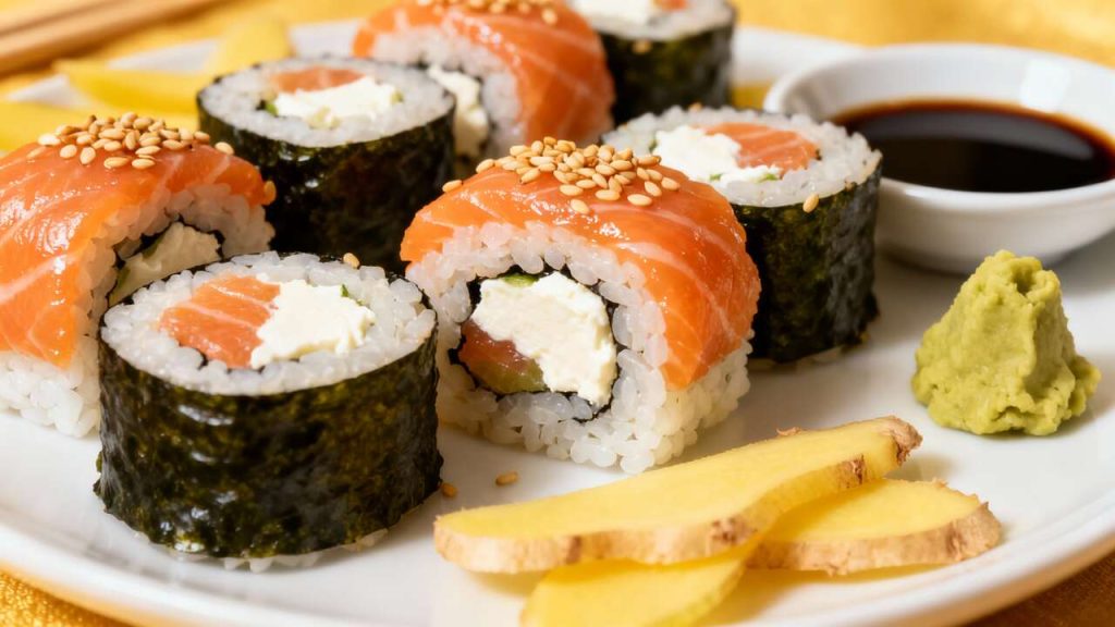 Maki au chèvre et saumon : recette facile et savoureuse