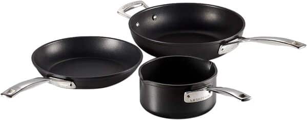 Le Creuset Set de 3 Pièces en Aluminium Forgé, 16, 24 et 26 cm, Anthracite/Argenté,51804000010002