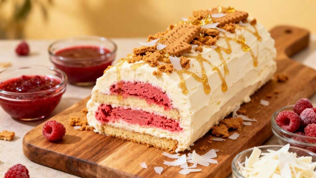 Bûche glacée framboise vanille : recette rapide et facile