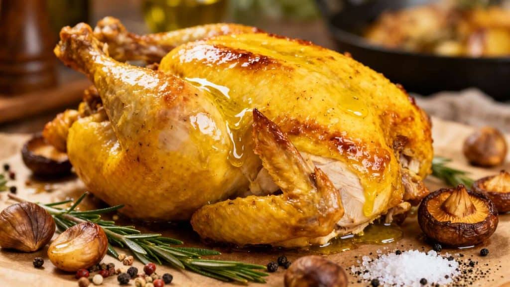 Poulet Jaune Rôti aux Marrons : recette Savoureuse