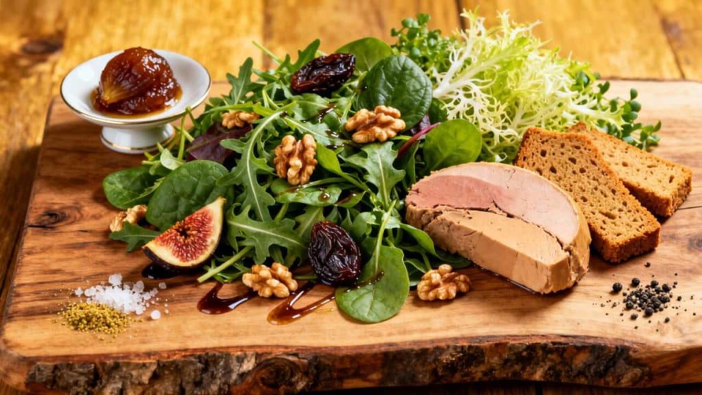 Recette de salade aux 4 feuilles et foie gras