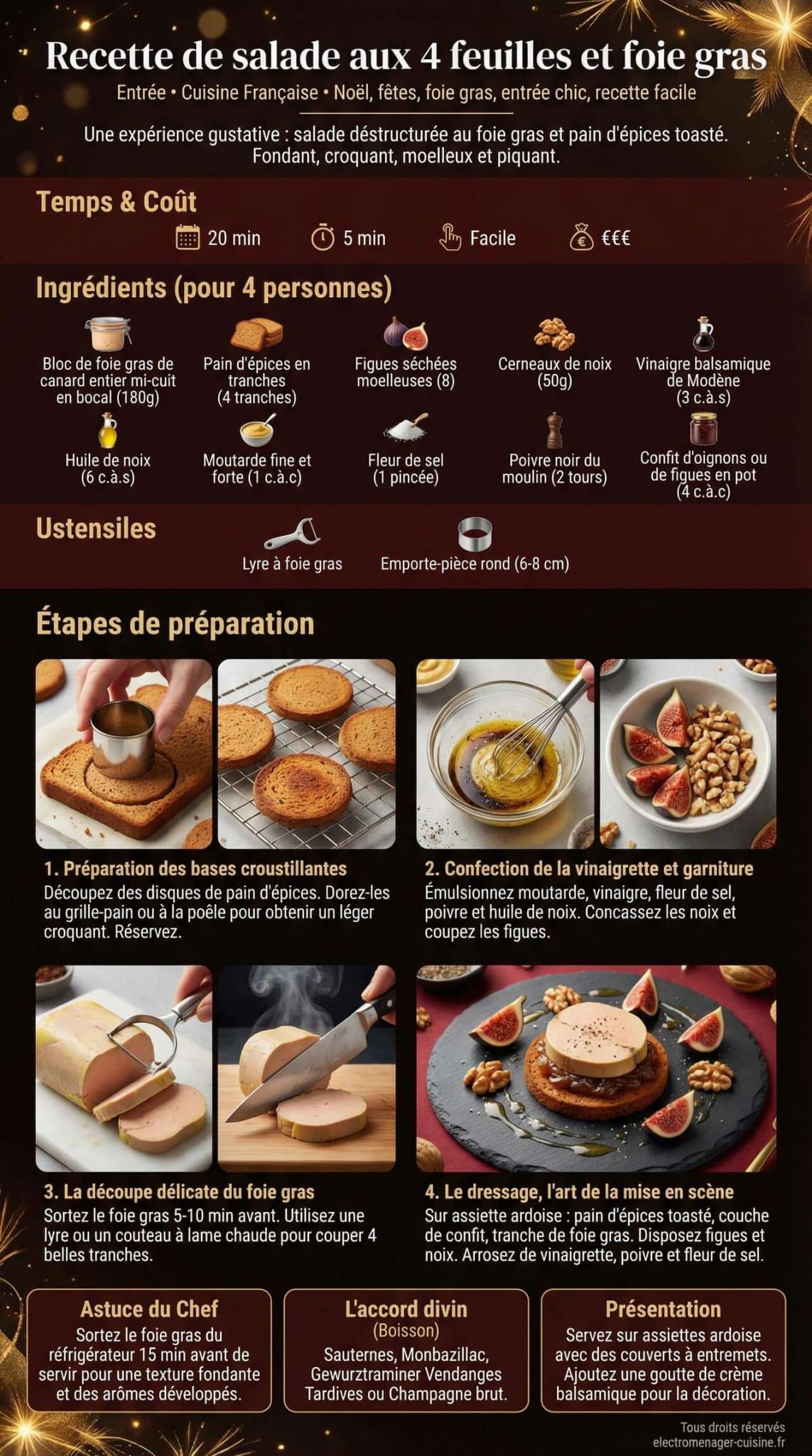 Fiche recette Recette de salade aux 4 feuilles et foie gras
