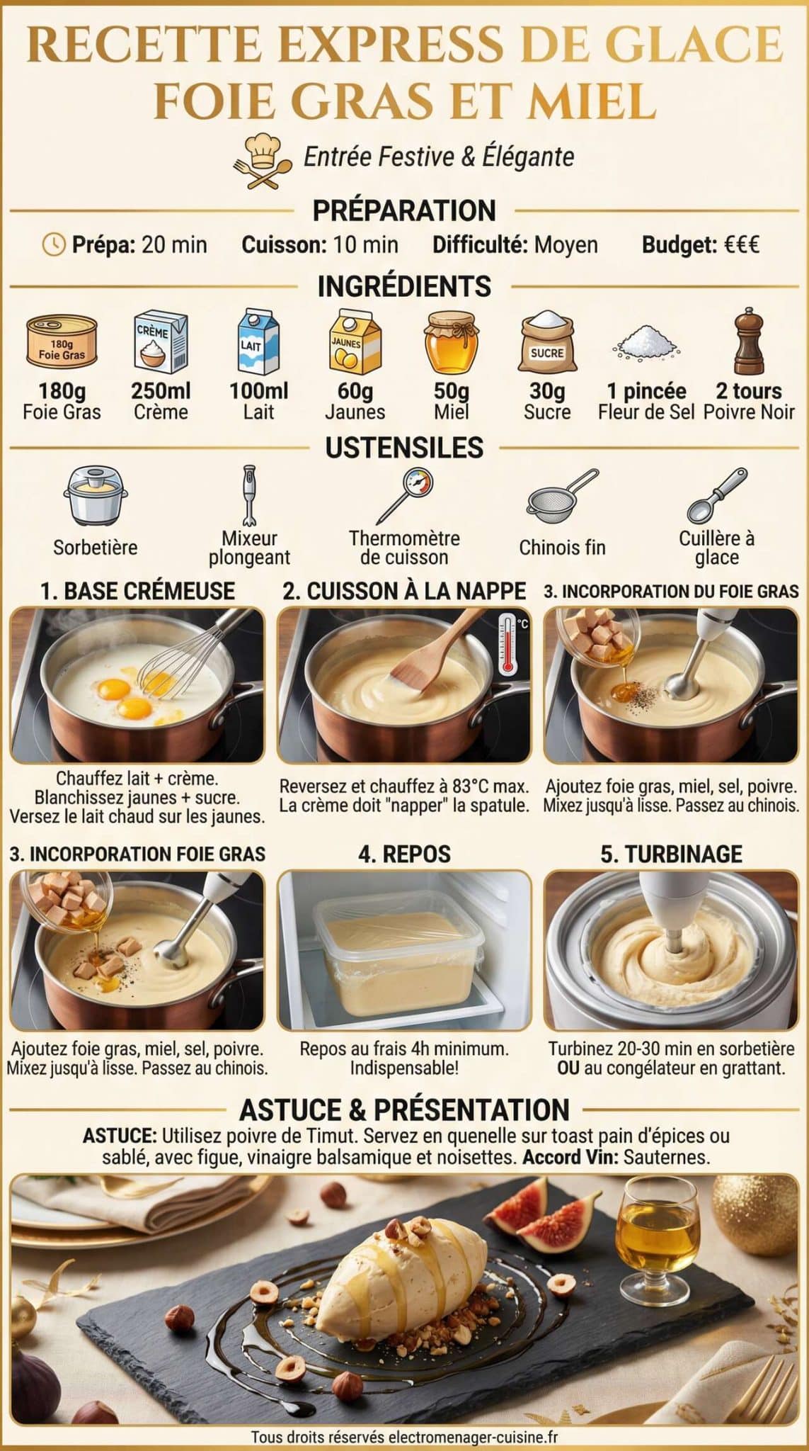 Fiche recette Recette express de glace foie gras et miel