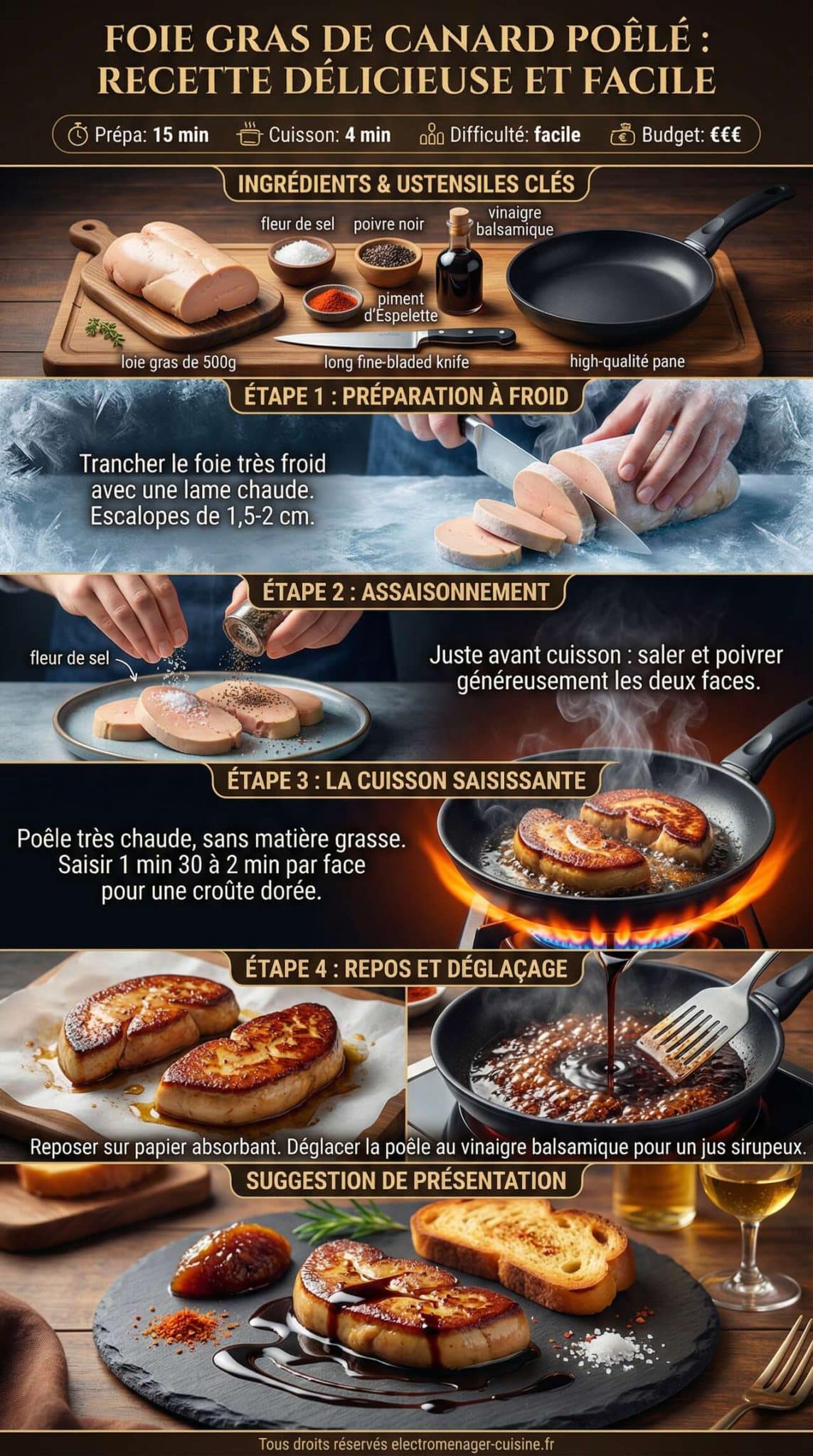 Fiche recette Foie gras de canard po&ecirc;l&eacute; : recette d&eacute;licieuse et facile