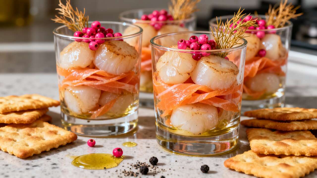 Verrine de Saint-Jacques et saumon : recette raffinée