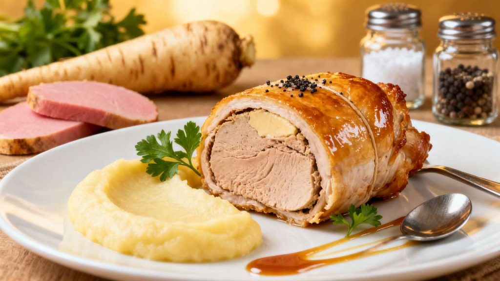 Recette Ballottine de Volaille au Foie Gras, mousseline de Panais