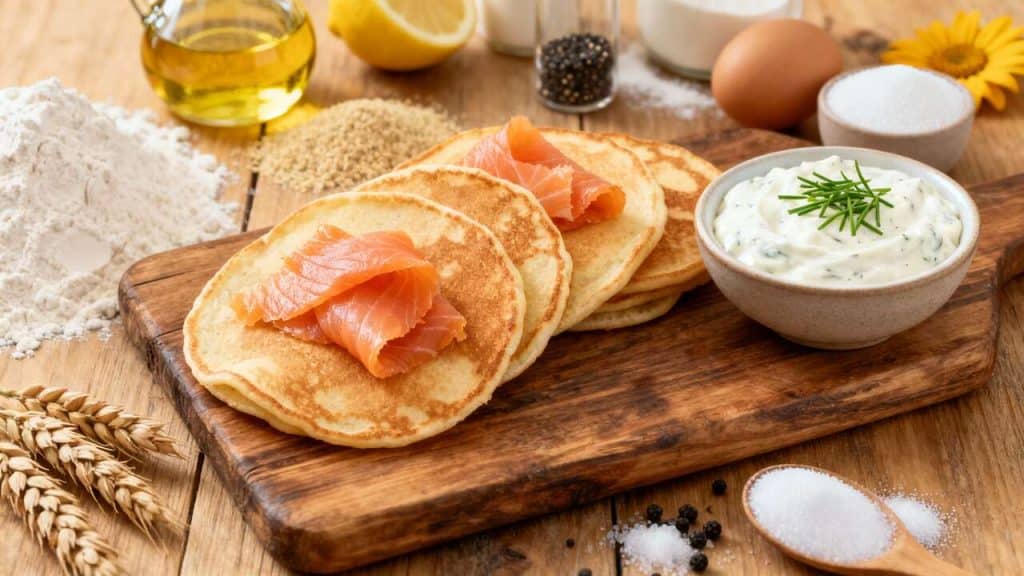 Blinis maison : crème de raifort et saumon fumé