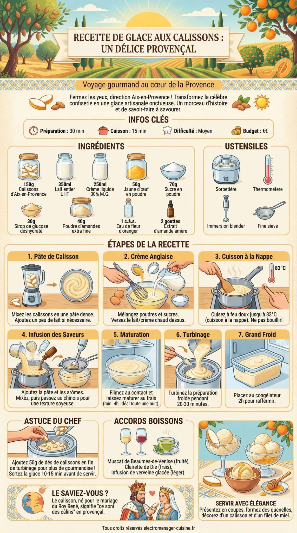 Fiche recette Recette de Glace aux Calissons : un D&eacute;lice Proven&ccedil;al