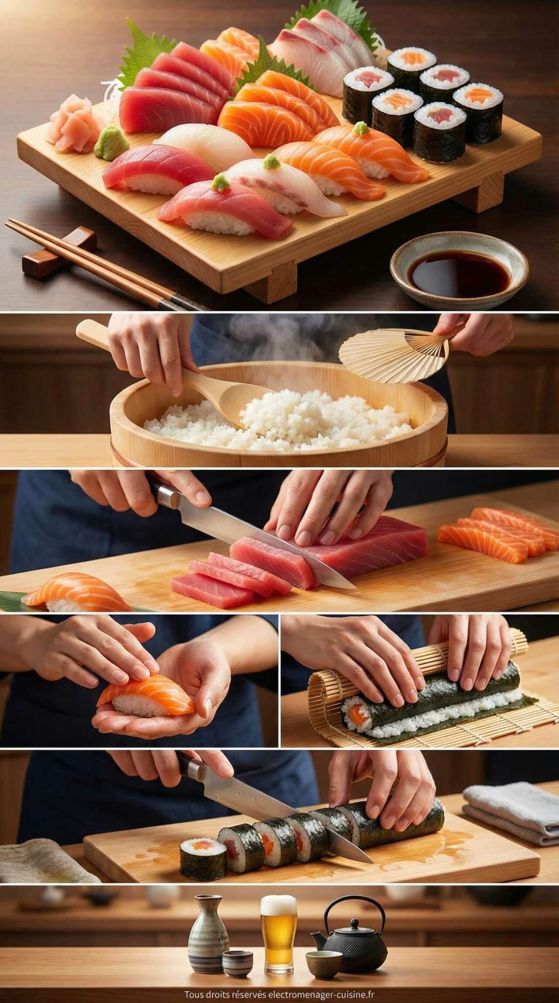 Fiche recette Recette de Sushi, maki et Sashimi : thon, saumon et Daurade