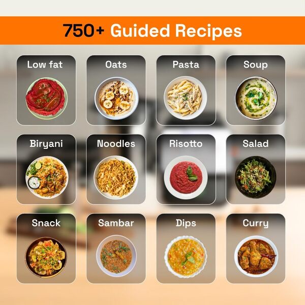 Up Liance 1.0 Assistant de cuisine AI | Plus de 750 recettes : Pav Bhaji, pâtes, soupe, paneer Kadhai | 10 modes de cuisson | Alimenté par l'IA | Balance intégrée