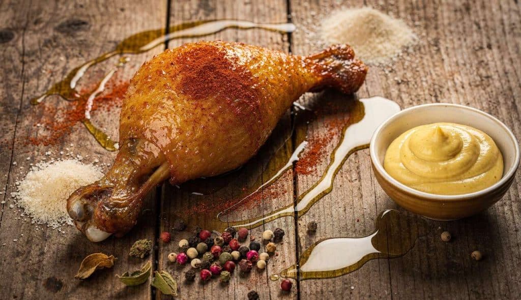 Recette cuisse de poulet rôtie : mayonnaise aux poivres