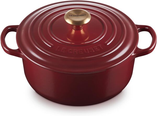 Le Creuset Cocotte Signature en Fonte Émaillée avec Couvercle, Ø 20 cm, Ronde, 2.4 L, 3.092 kg, Garnet, 21177209494441