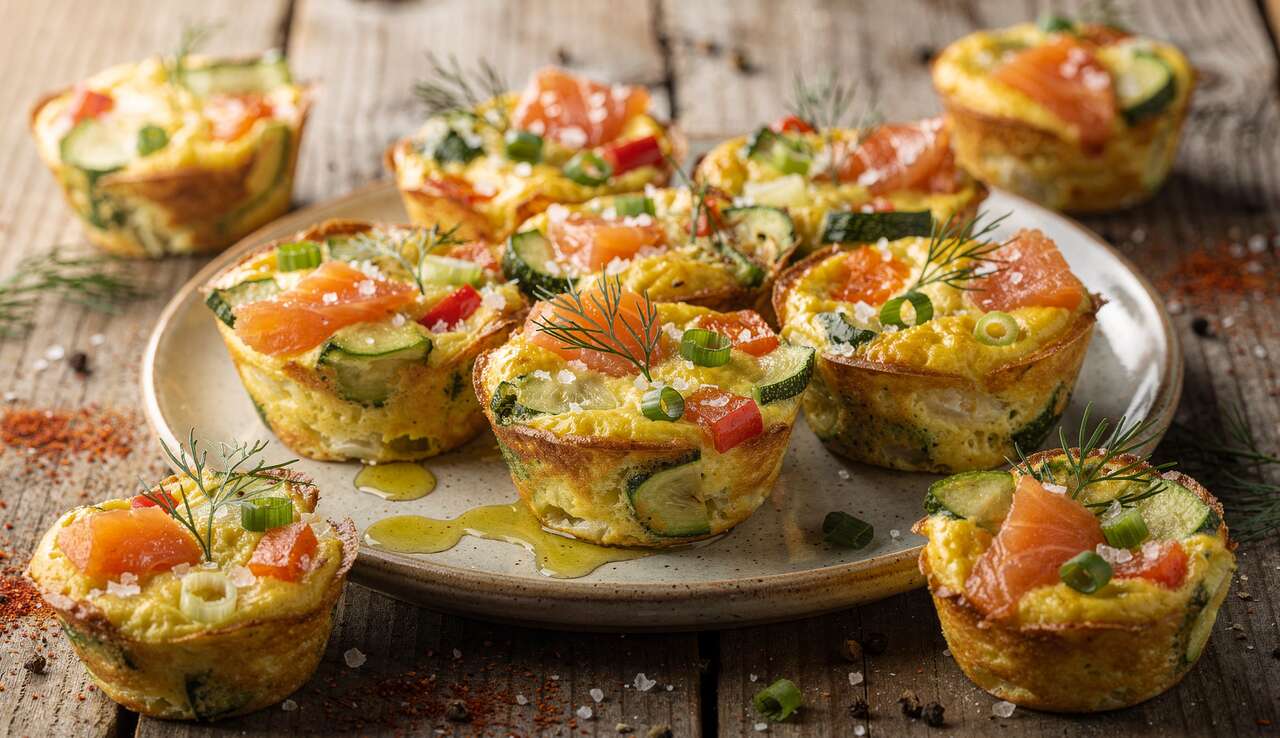Recette de mini frittata aux légumes et saumon fumé