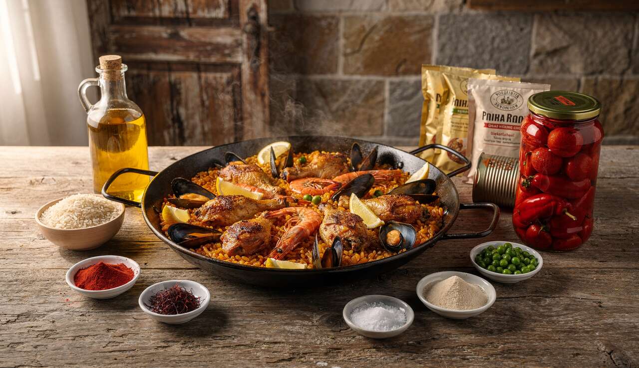 Recette de paella au poulet et aux fruits de mer