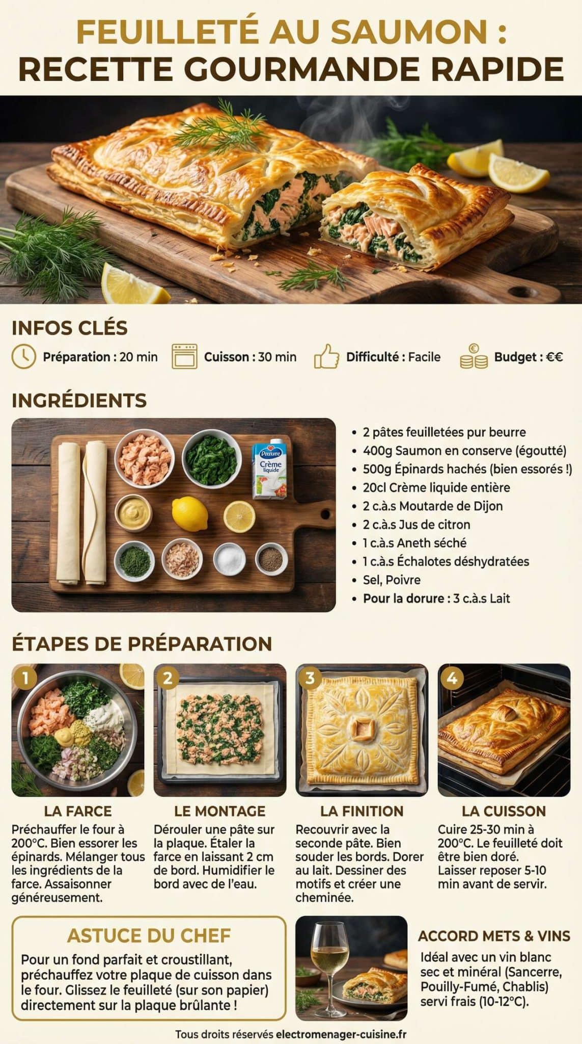 Fiche recette Feuillet&eacute; au saumon : recette gourmande rapide
