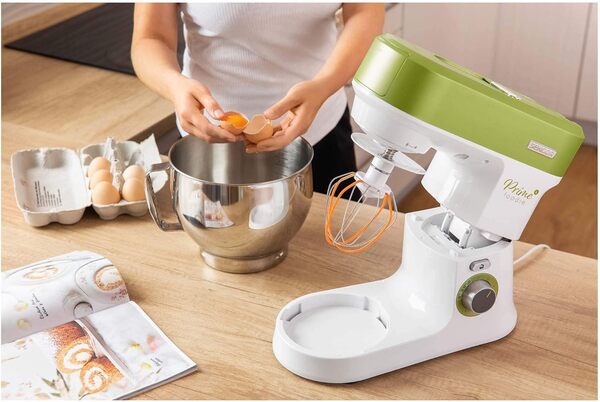 Sencor Robot Pâtissier multifonctions, Robot de Cuisine Surpuissant, Moteur 1200W,avec Éclairage Led, 6 Vitesses, Puls et 2 programmes NutriSmart, Kit Accessoires complets - Vert 3780