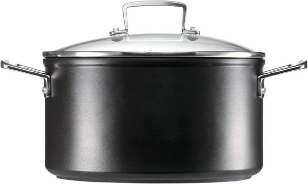 Le Creuset Faitout en Aluminium Forgé avec Couvercle en Verre, 28 cm, Anthracite/Argenté,51102280010502