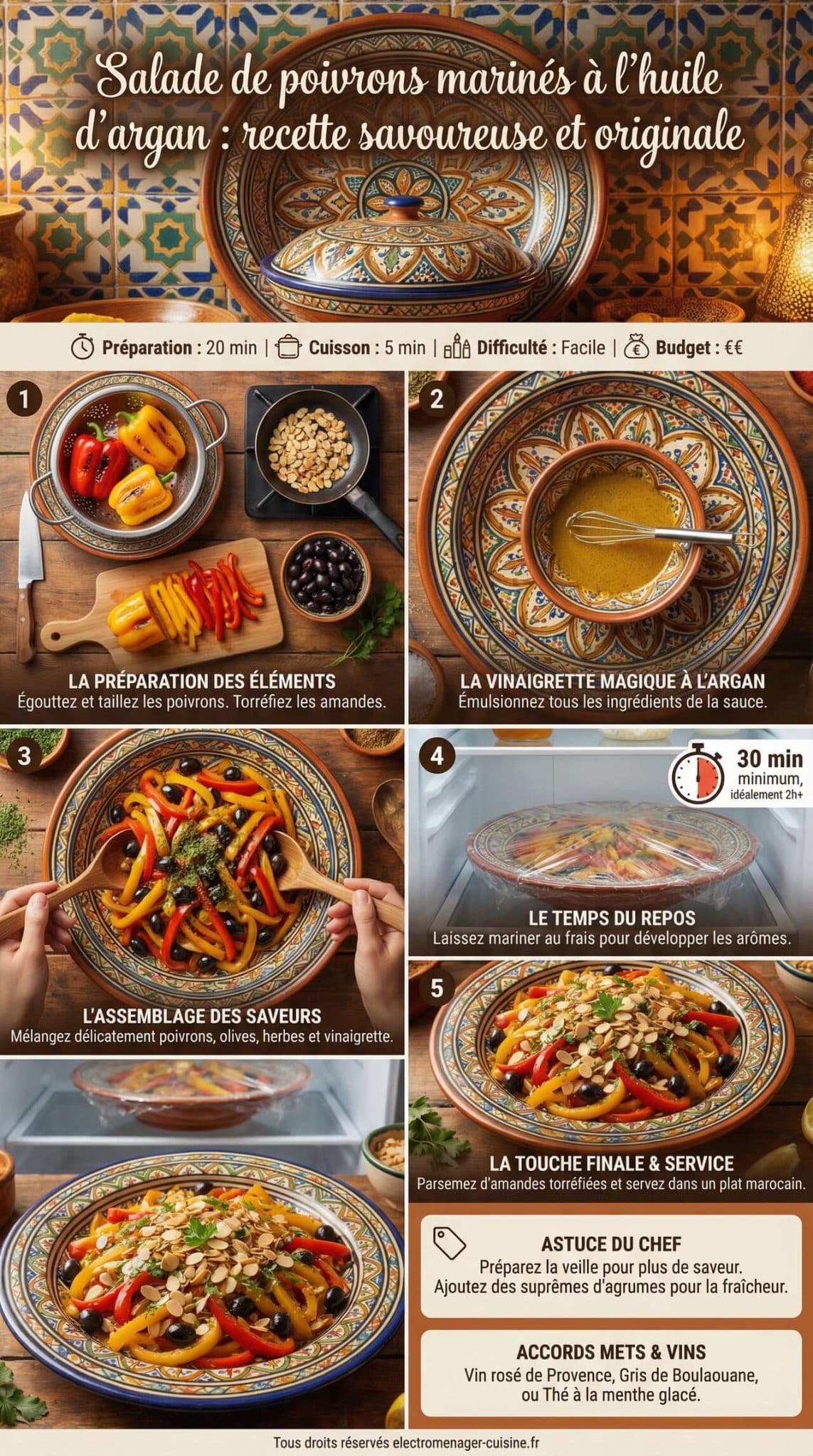 Fiche recette Salade de poivrons marin&eacute;s &agrave; l'huile d'argan : recette savoureuse et originale