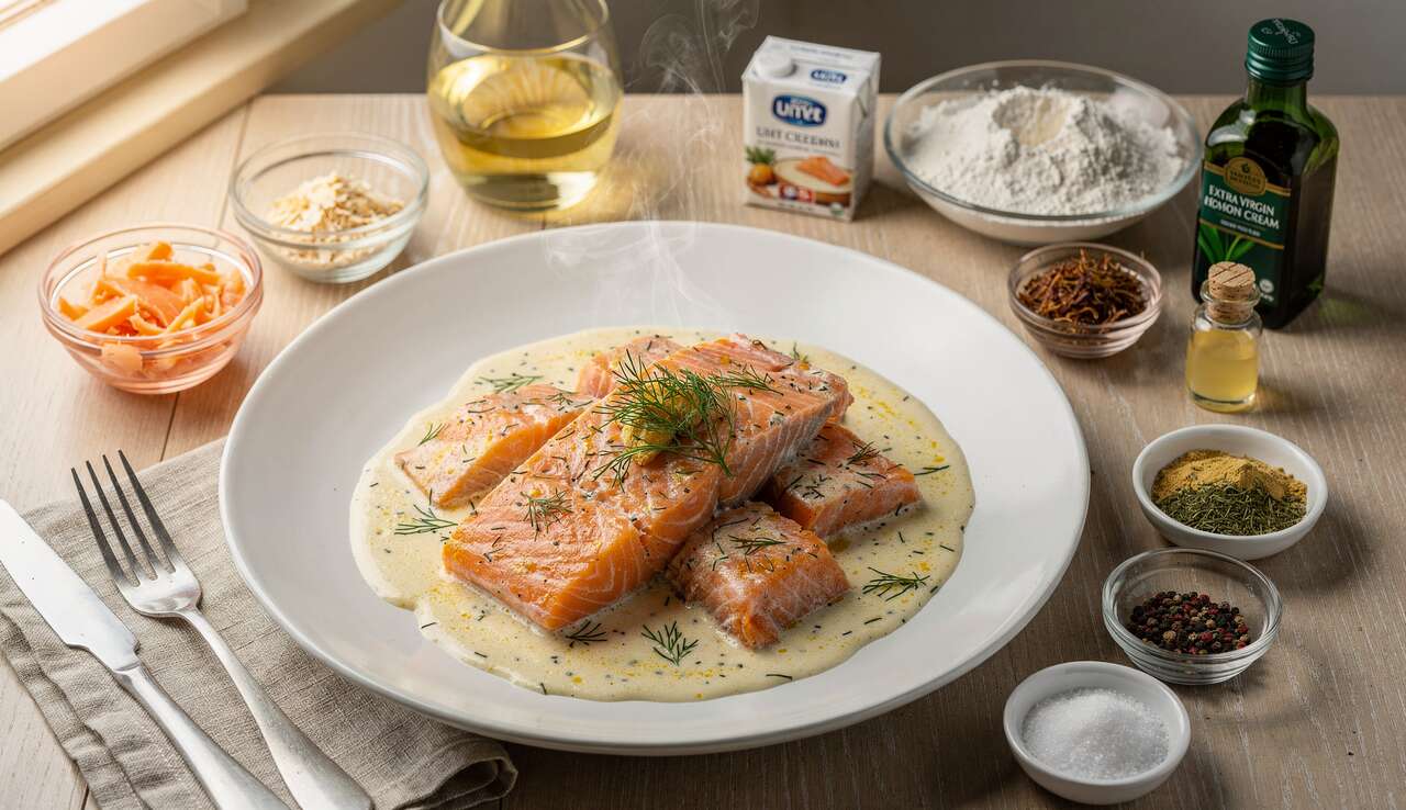 Recette de blanquette minute de saumon au gingembre et à l'aneth