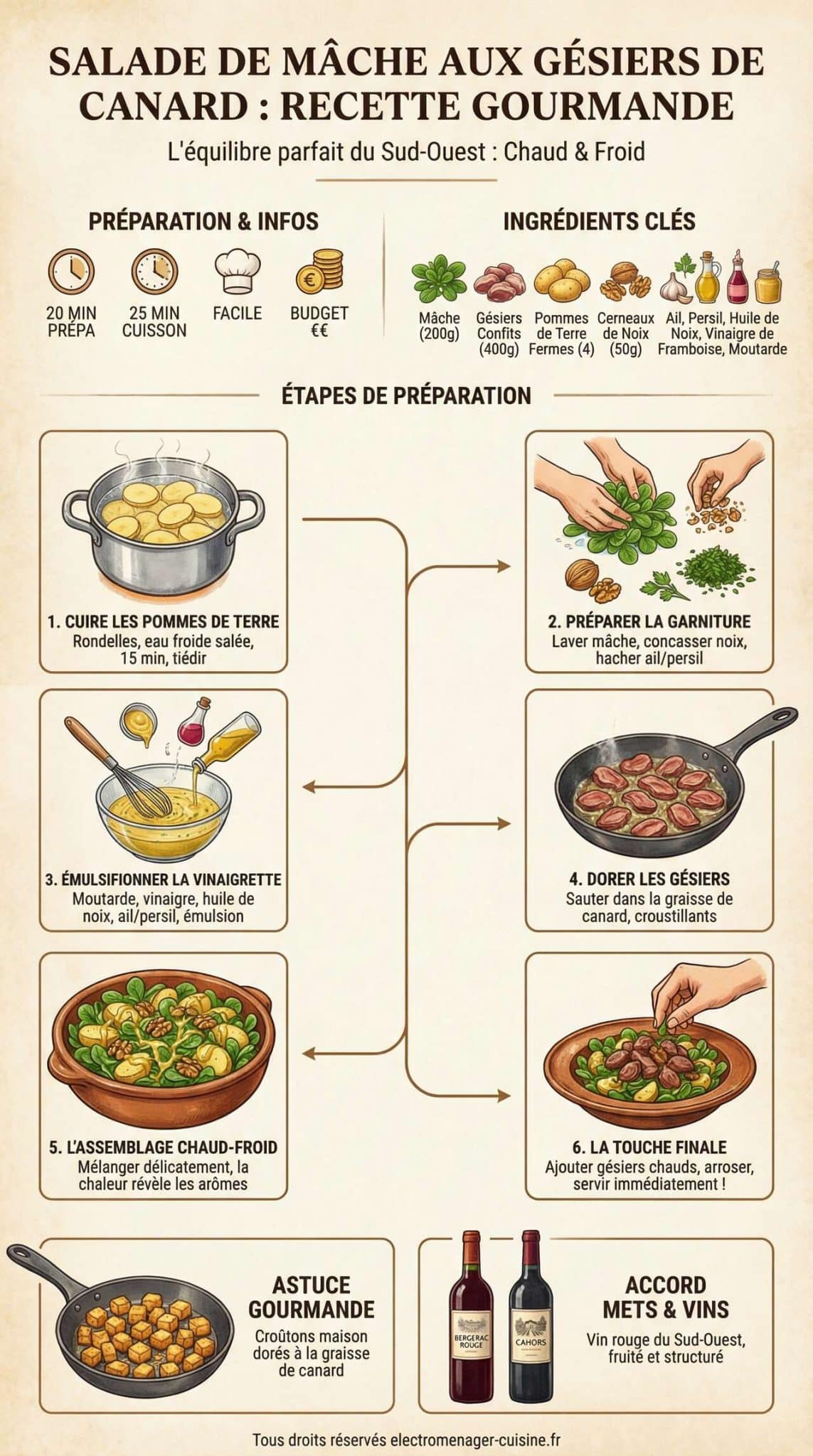 Fiche recette Salade de m&acirc;che aux g&eacute;siers de canard : recette gourmande