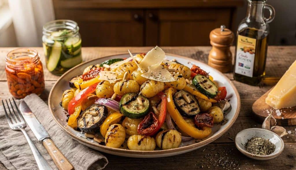 Salade de gnocchis aux légumes confits : recette facile et savoureuse