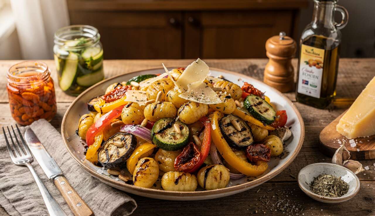 Salade de gnocchis aux légumes confits : recette facile et savoureuse