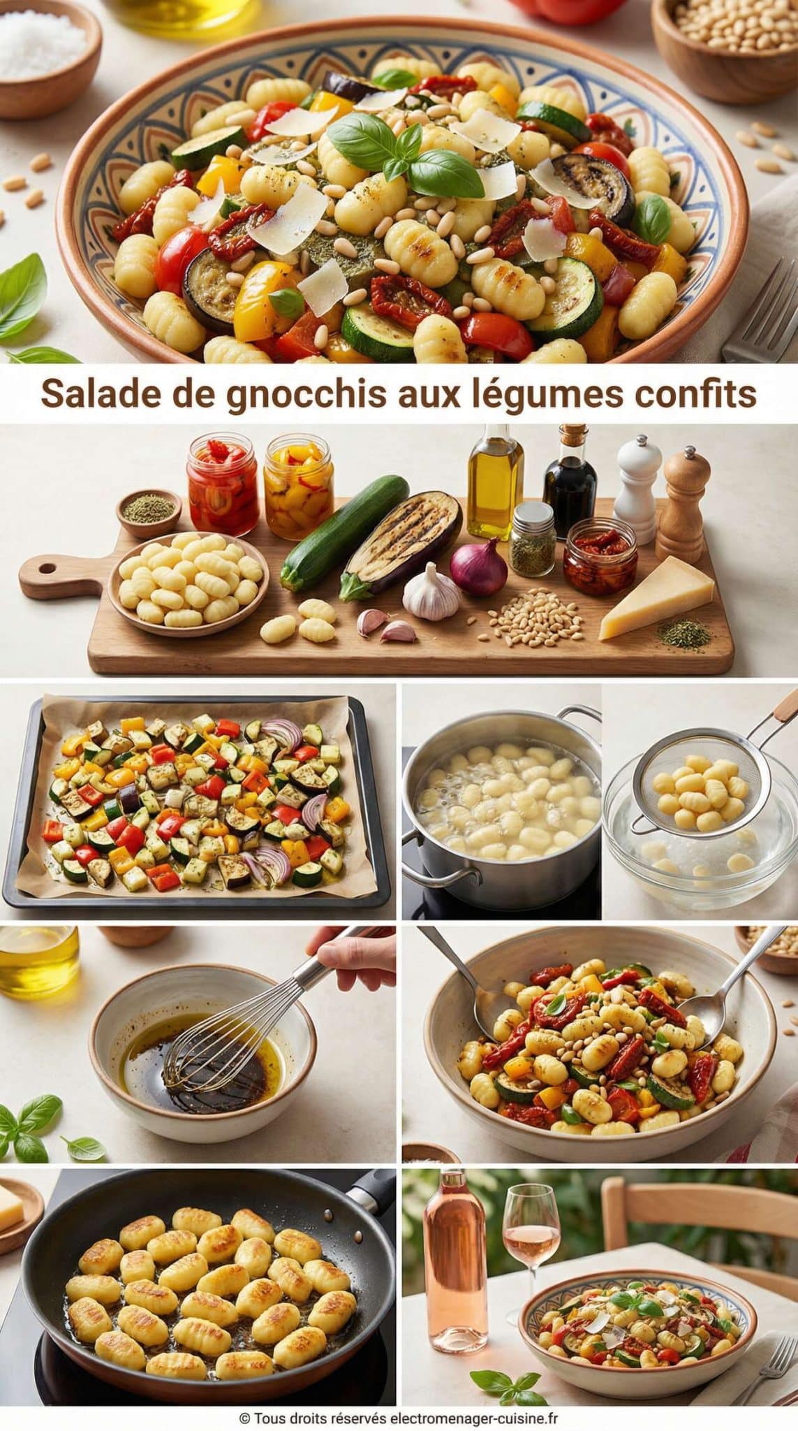 Fiche recette Salade de gnocchis aux l&eacute;gumes confits : recette facile et savoureuse
