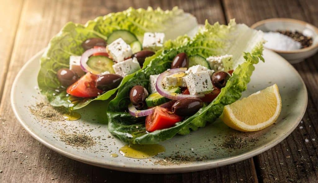 Wrap de Laitue à la Salade Grecque : recette Facile et Rapide