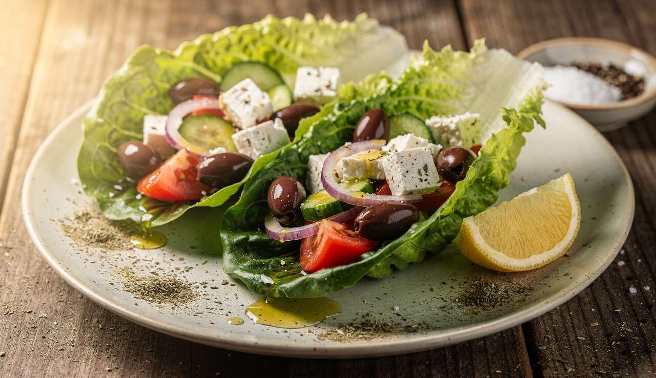 Wrap de Laitue à la Salade Grecque : recette Facile et Rapide