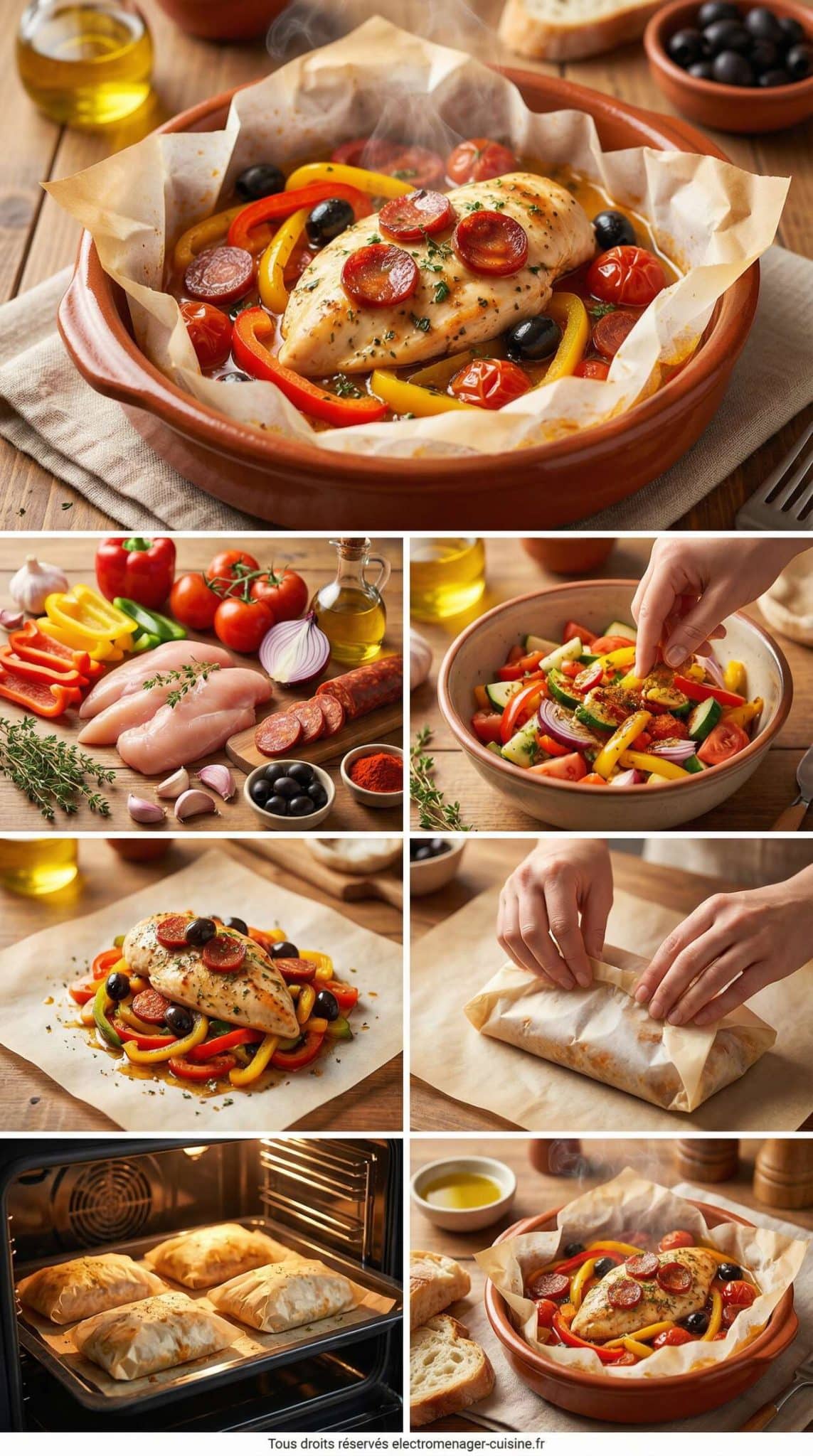 Fiche recette Papillote de Poulet &agrave; la Catalane : recette Savoureuse et Facile