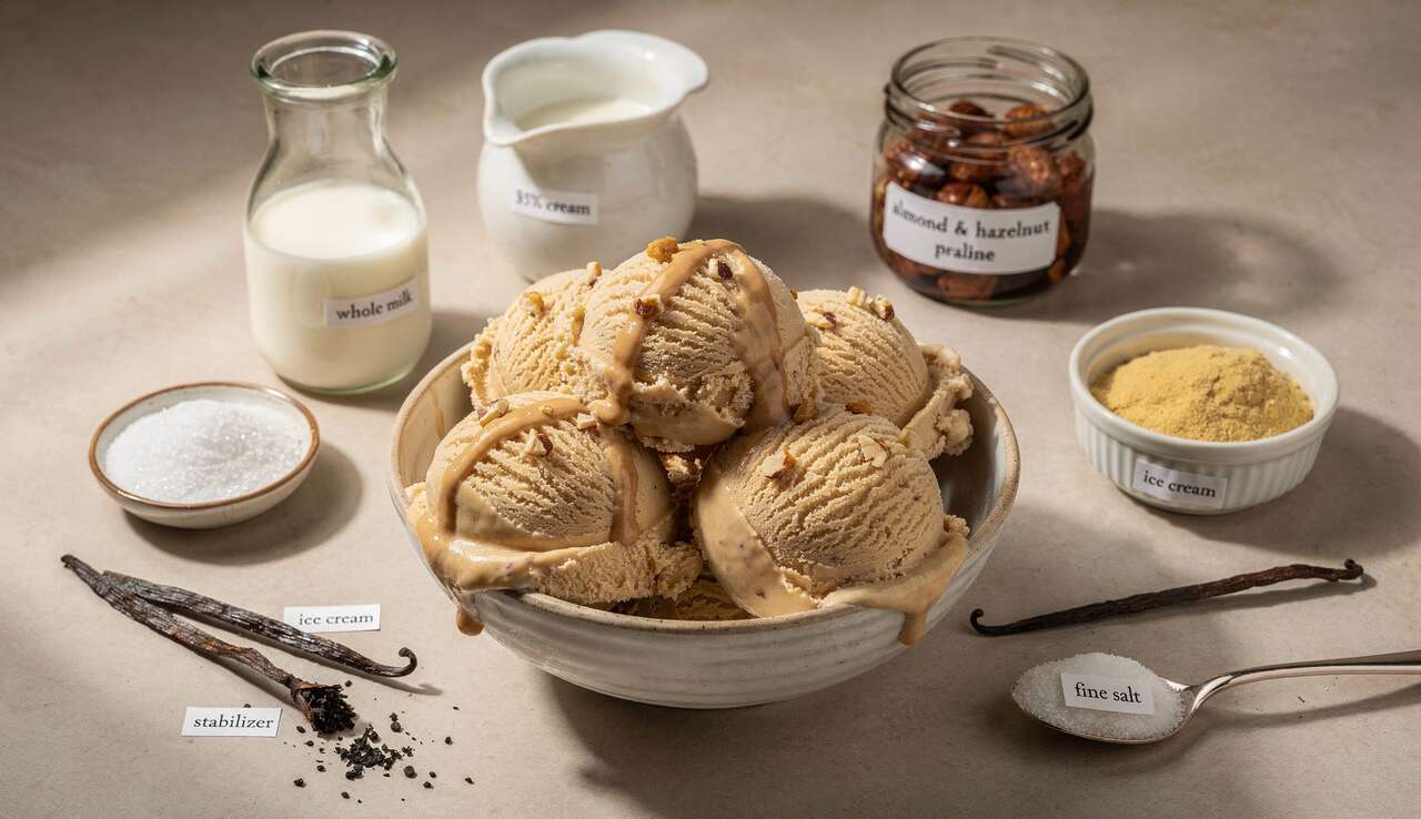 Recette de glace au praliné : délice gourmand fait maison