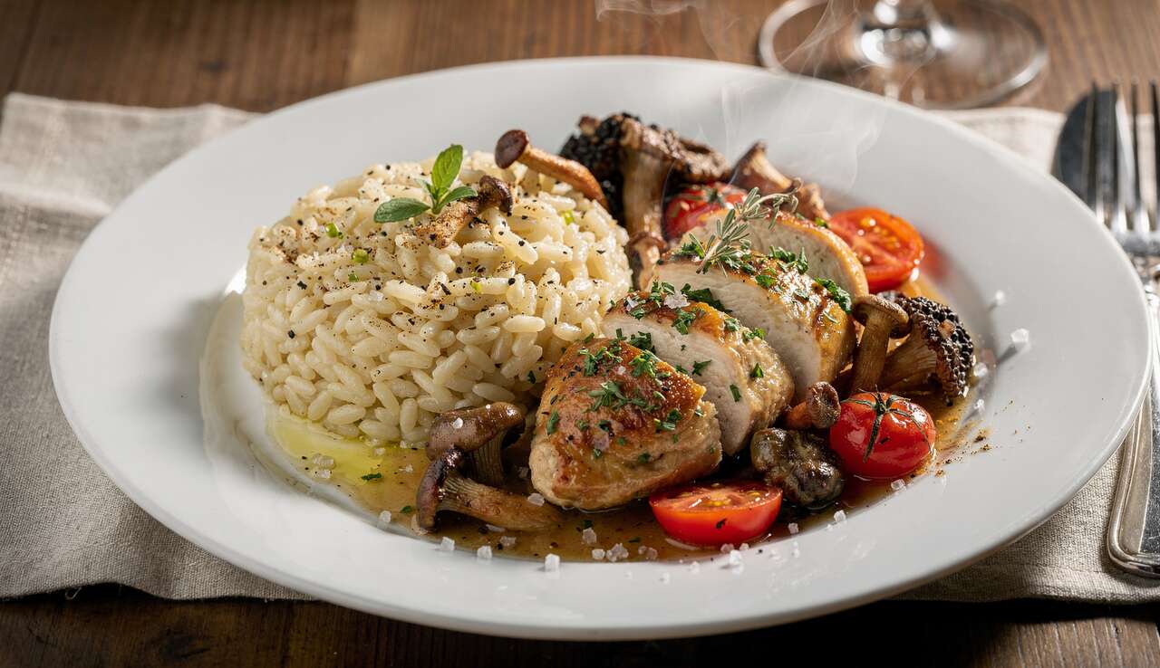 Poulet chasseur et risotto aux champignons : la recette gourmande