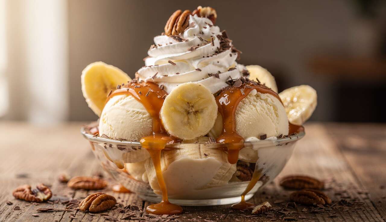 Coupe glacée banane et sauce Carambar : recette gourmande