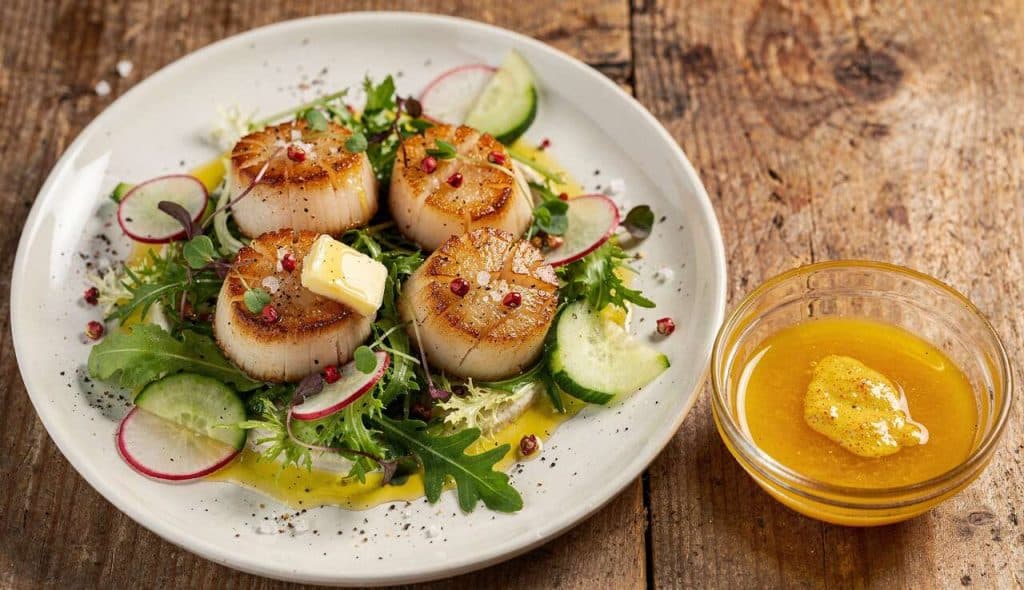 Salade de Saint-Jacques Saisies : recette à la Vinaigrette d'Agrumes