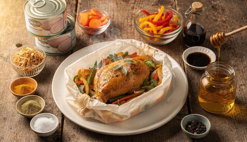 Papillote de poulet à l'orientale et légumes croquants : recette simple et savoureuse