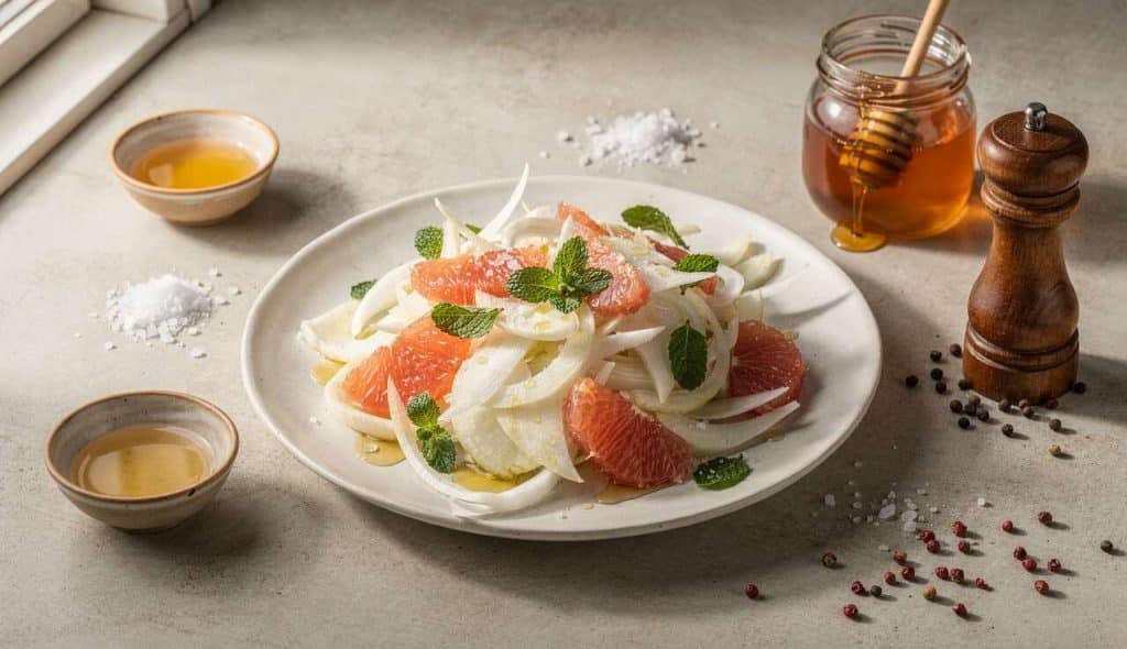 Salade de fenouil et pamplemousse à la menthe