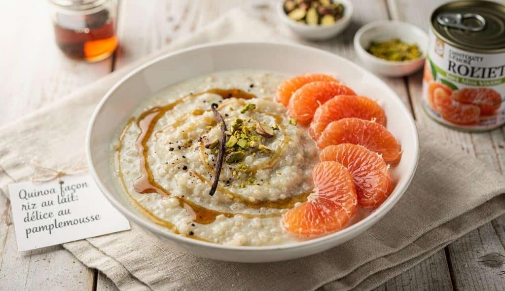Quinoa façon riz au lait : délice au pamplemousse