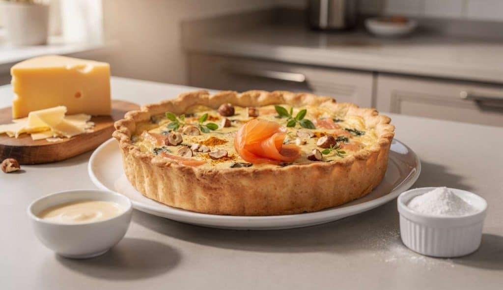 Recette de Quiche Saumon Noisettes Ail et Fines Herbes